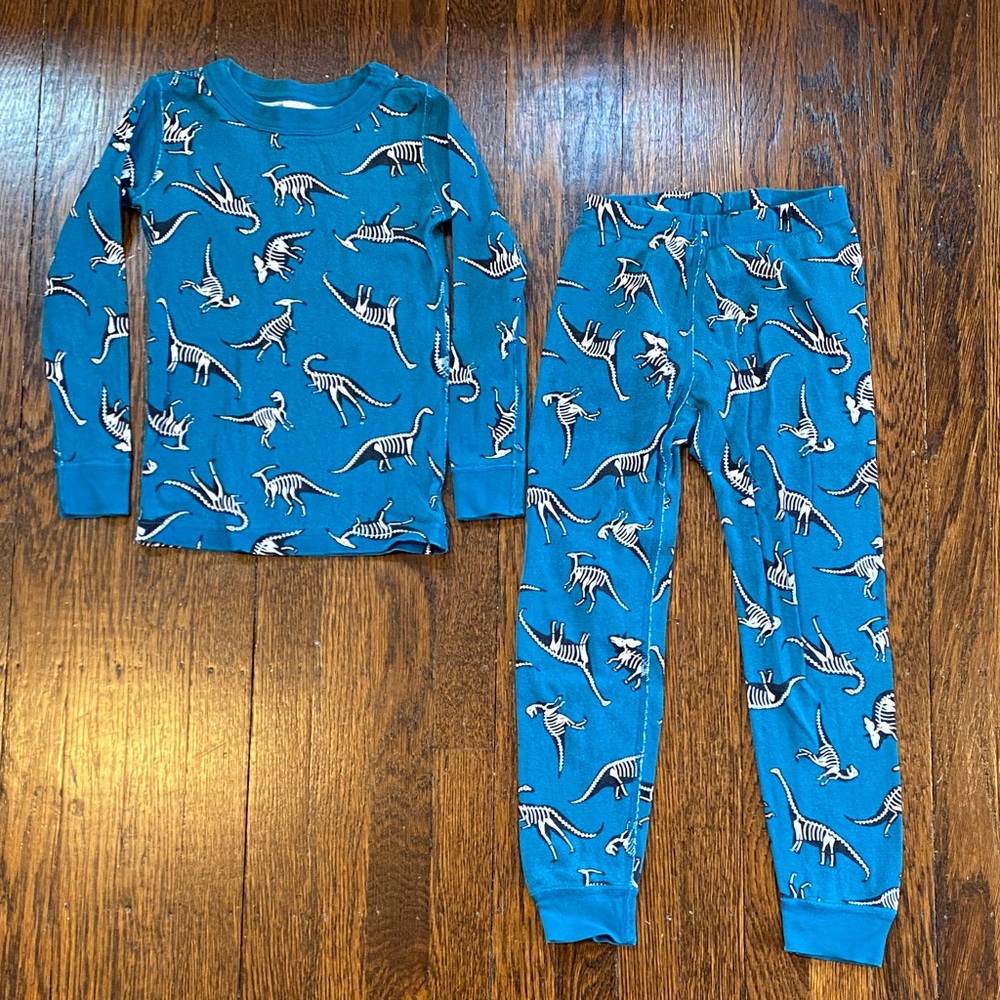 Hanna Andersson Blue Dinosaur organic Kids Pajamas